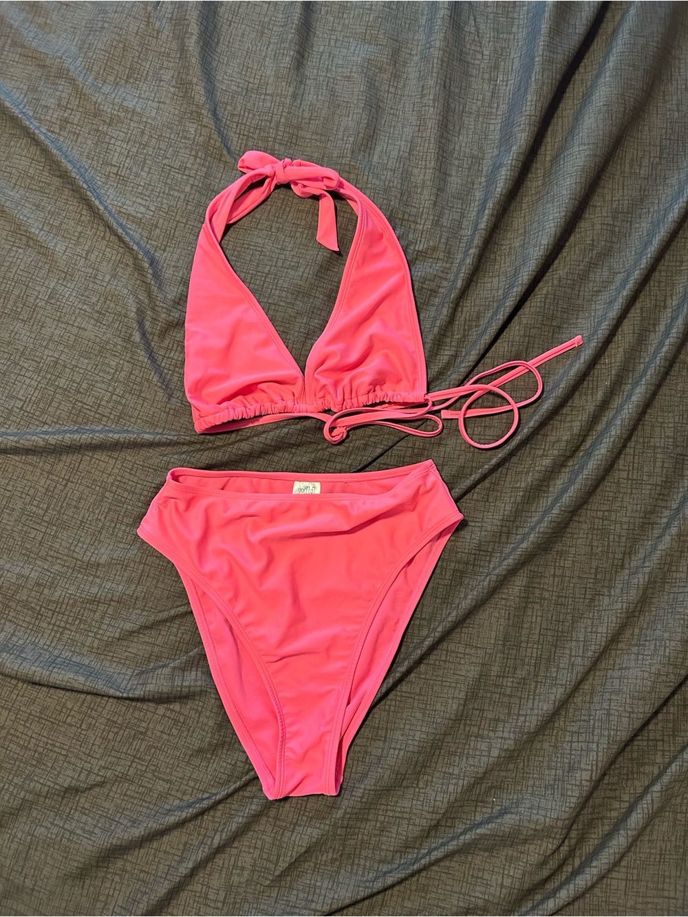 Salmon Pink Halter Bikini Set